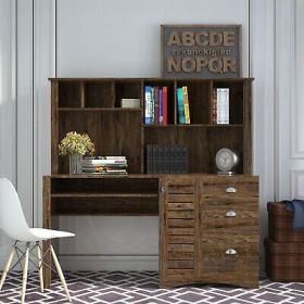 Home Office Computer Desk with Hutch Antiqued Paint finish