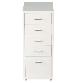 5 Drawer Chest Metal Storage Dresser Cabinet for Home Office Cabinets, White