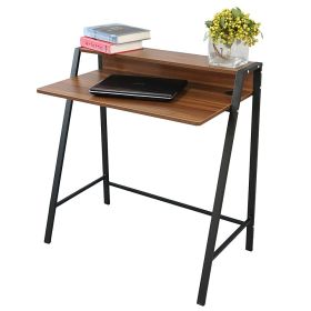 2 Tier Computer Desk, Home Office Wood Sturdy Frame Compact Writing Table for Small Place XH