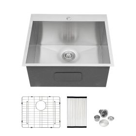 Stainless Steel Drop-in Kitchen Sink, Deep Topmount  Stainless Steel Laundry Sink Single Bowl Laundry Room Sink Outdoor Sink
