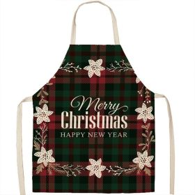 Christmas Apron Linen Oil-proof Anti-fouling Gingham Check Ginger Cake Household Bib Halter